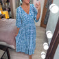 💥🔥Last Day Sale 49%🔥💐✨Bohemian casual print V-neck waist wrap long dress