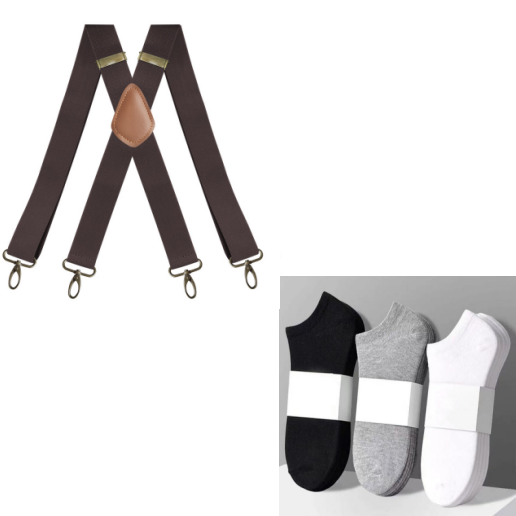 📢📢High elasticity Men's X-Back Suspenders with Hook Clips