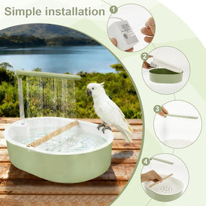 Automatic Bird Bath Shower with Faucet, USB-Powered Bird Bathtub for Bird