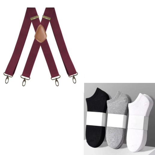 📢📢High elasticity Men's X-Back Suspenders with Hook Clips