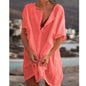 Women\'s Cotton and linen Plain Loose Long Shirt