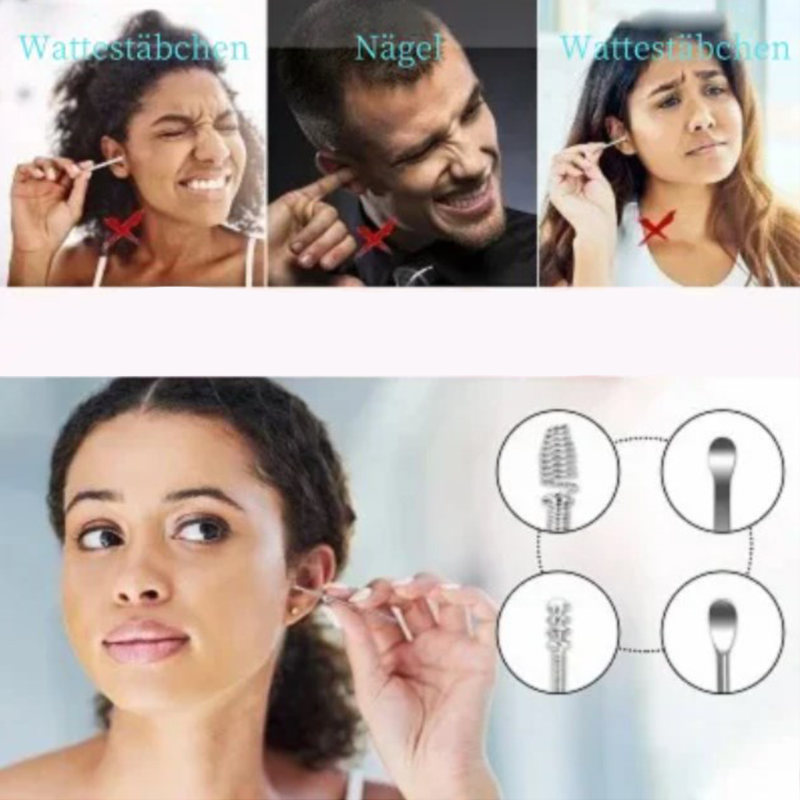 📢Portable 6-piece stainless steel ear piercing kit - Spiral ear tool✨