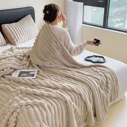 🎁🎁LAST DAY SPECIAL PRICE!🎅Super Soft Fur Ribbed Fleece Throw Blanket⛄🔥