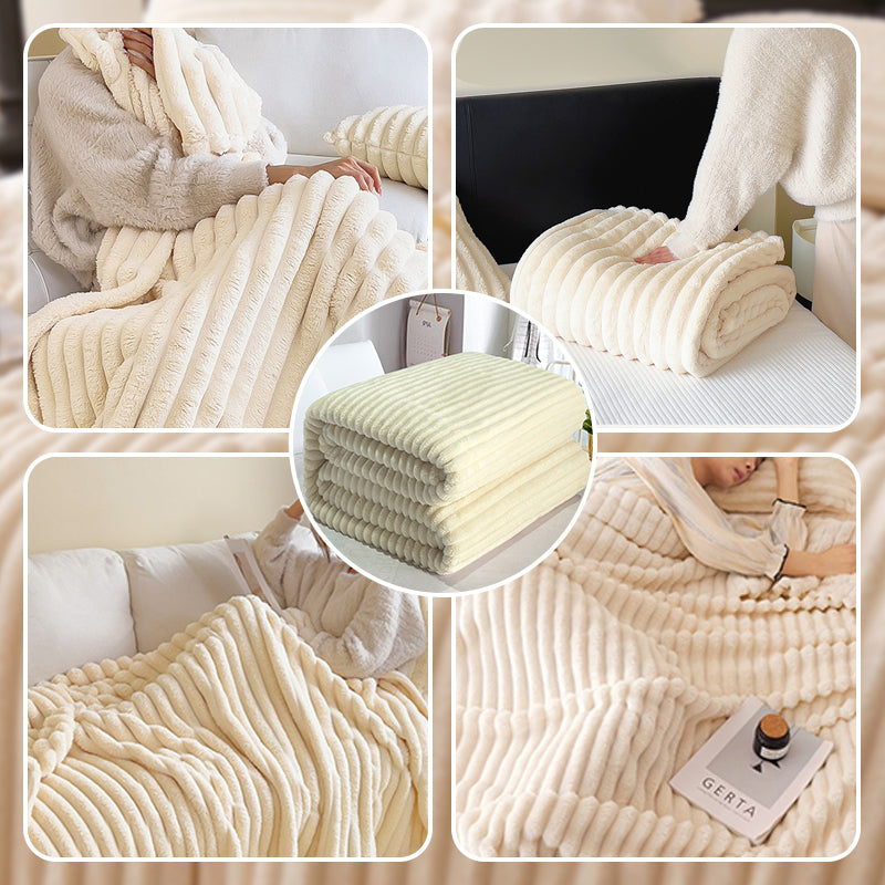 🎁🎁LAST DAY SPECIAL PRICE!🎅Super Soft Fur Ribbed Fleece Throw Blanket⛄🔥