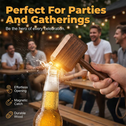 Creative Wooden Hammer Bottle Opener with Stand