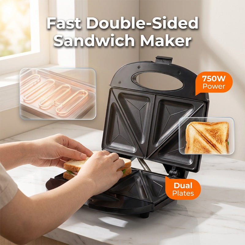 Electric Sandwich Maker with Non-Stick Plates