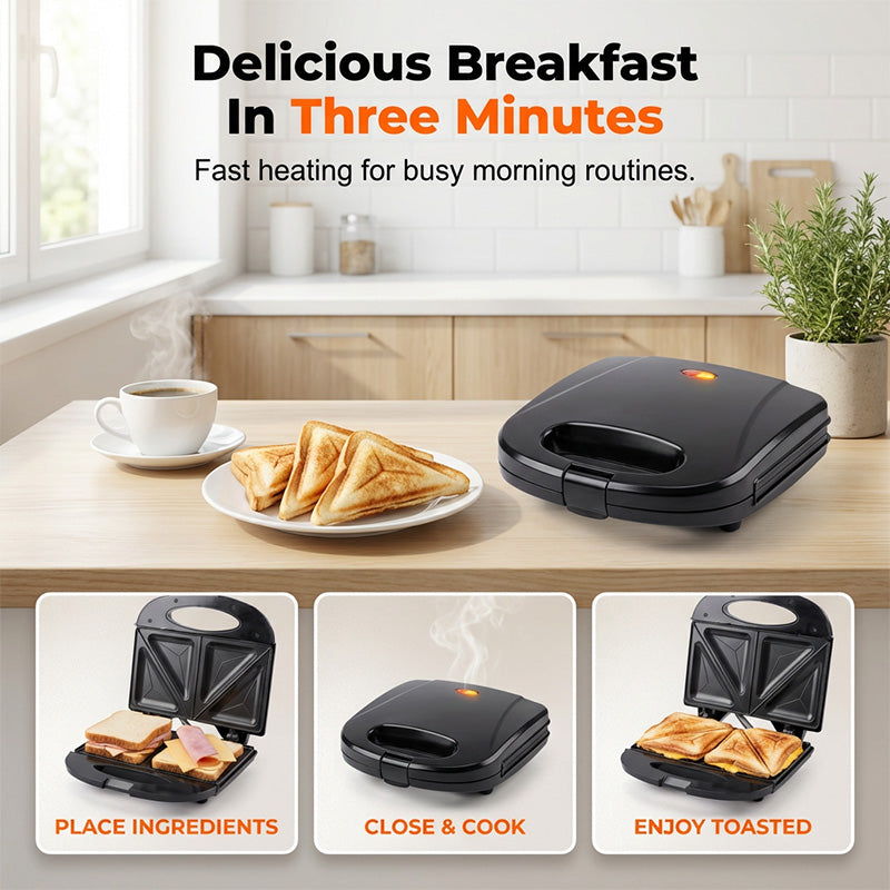 Electric Sandwich Maker with Non-Stick Plates