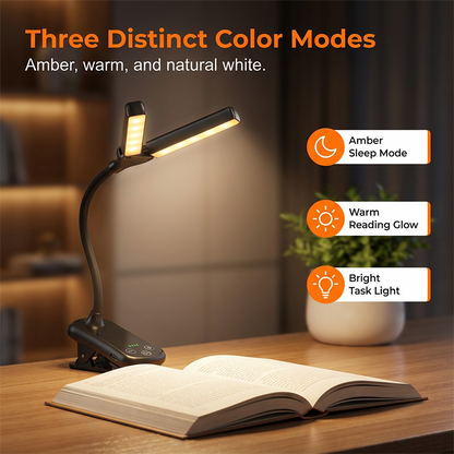 3-Color LED Clip Reading Light