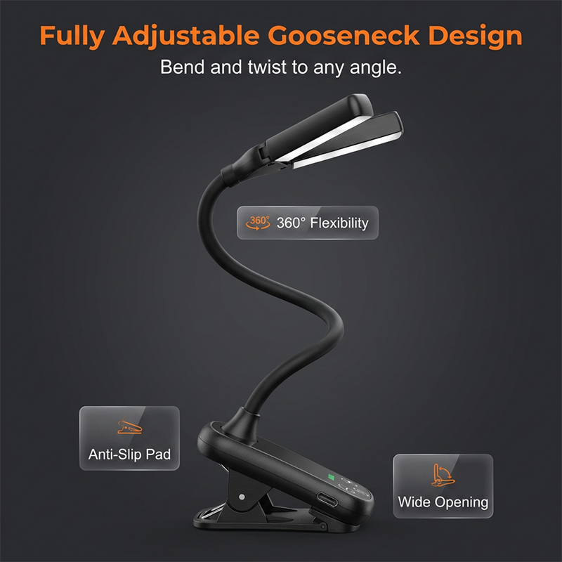 3-Color LED Clip Reading Light
