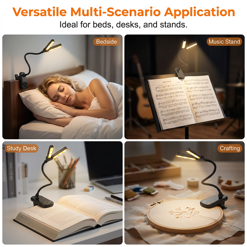 3-Color LED Clip Reading Light