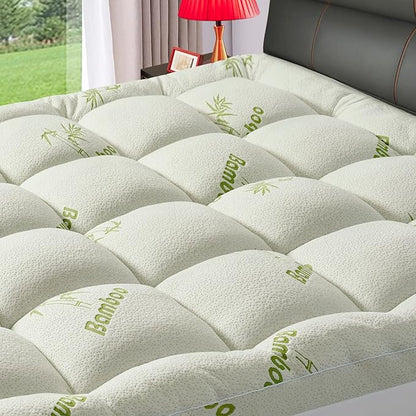 ✨50% OFF!! 💚🛌Premium Viscose Made from Bamboo Twin Size Mattress Topper for Back Pain,1200 GSM Quilted Fitted Extra Thick Mattress Pad,Pillow Top Mattress Cover🌸