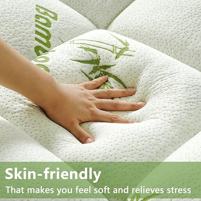 ✨50% OFF!! 💚🛌Premium Viscose Made from Bamboo Twin Size Mattress Topper for Back Pain,1200 GSM Quilted Fitted Extra Thick Mattress Pad,Pillow Top Mattress Cover🌸