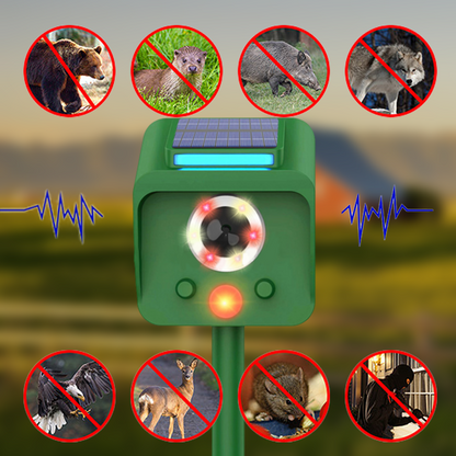 Solar Powered Infrared Sensor Ultrasonic Animal Repeller with Bursting Flashes